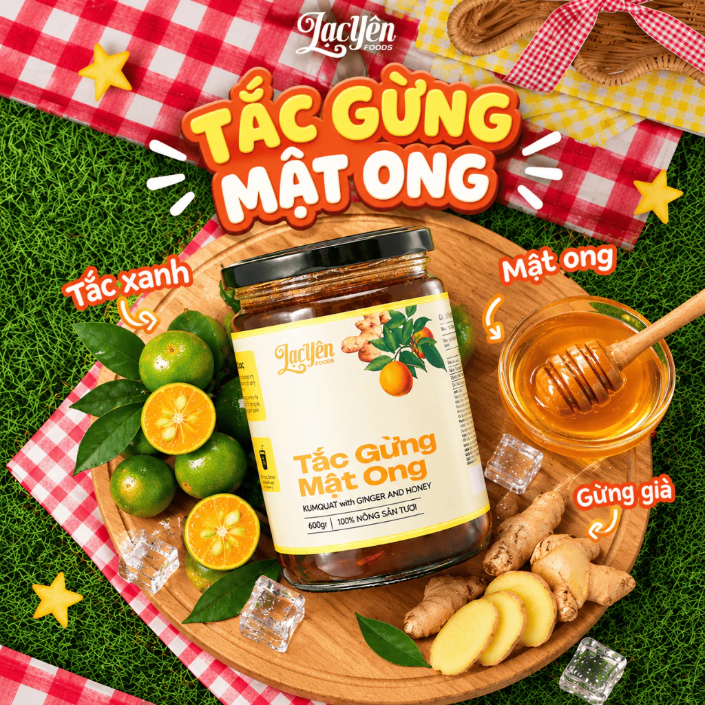 Tắc Gừng Mật Ong Lạc Yên Foods Có Nhiều Miếng Tắc Gừng Để Ngậm Hỗ Trợ Ấm Họng Tăng Đề Kháng Tốt