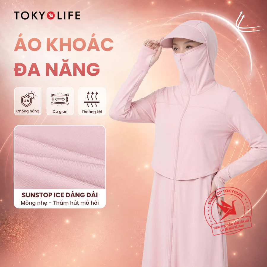 [NEW 2026] Áo khoác đa năng Nữ dáng dài TOKYOLIFE Sunstop Ice mát lạnh thoáng khí mũ rộng vành 40006077