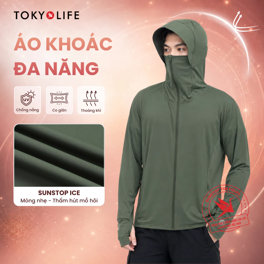 Áo khoác đa năng chống nắng nam SunStop Ice chống tia UV chi tiết trang trí TOKYOLIFE 40006061