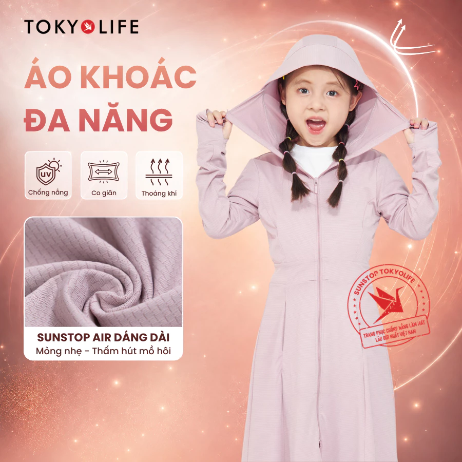 Áo khoác đa năng chống nắng trẻ em SunStop Air dáng dài TOKYOLIFE 40004029