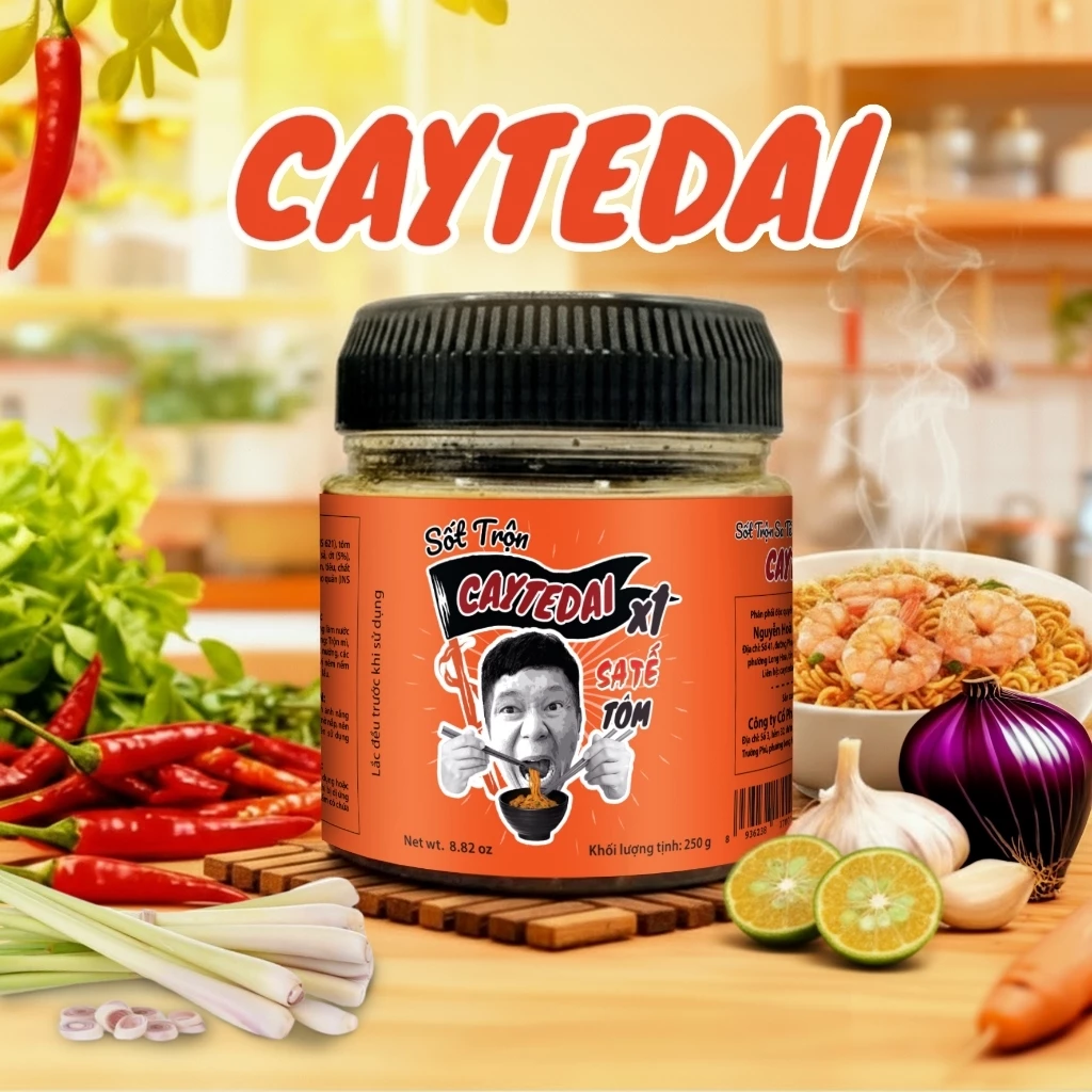 Sốt Trộn Sa Tế Tôm CayTeDai X1 Chuẩn Vị Đậm Đà, Gia Vị Tuyển Chọn - Sốt Trộn Ăn Liền Lâm Vlog Caytedai