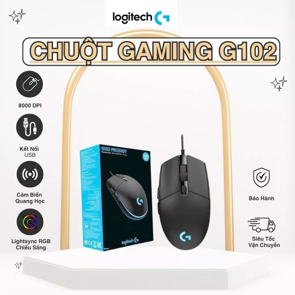 Chuột G102 LED RGB Gaming – Chuột Máy Tính Có Dây 6 Nút, DPI Linh Hoạt, Kiểu Dáng Gọn Nhẹ, Thao Tác Chính Xác