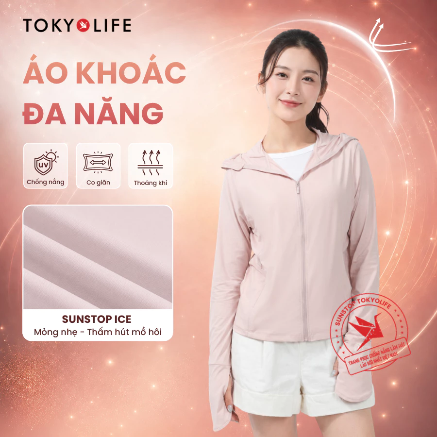 [NEW 2026] Áo khoác đa năng chống nắng nữ TOKYOLIFE SunStop Ice mỏng nhẹ thoáng khí vành mũ rộng 40006348
