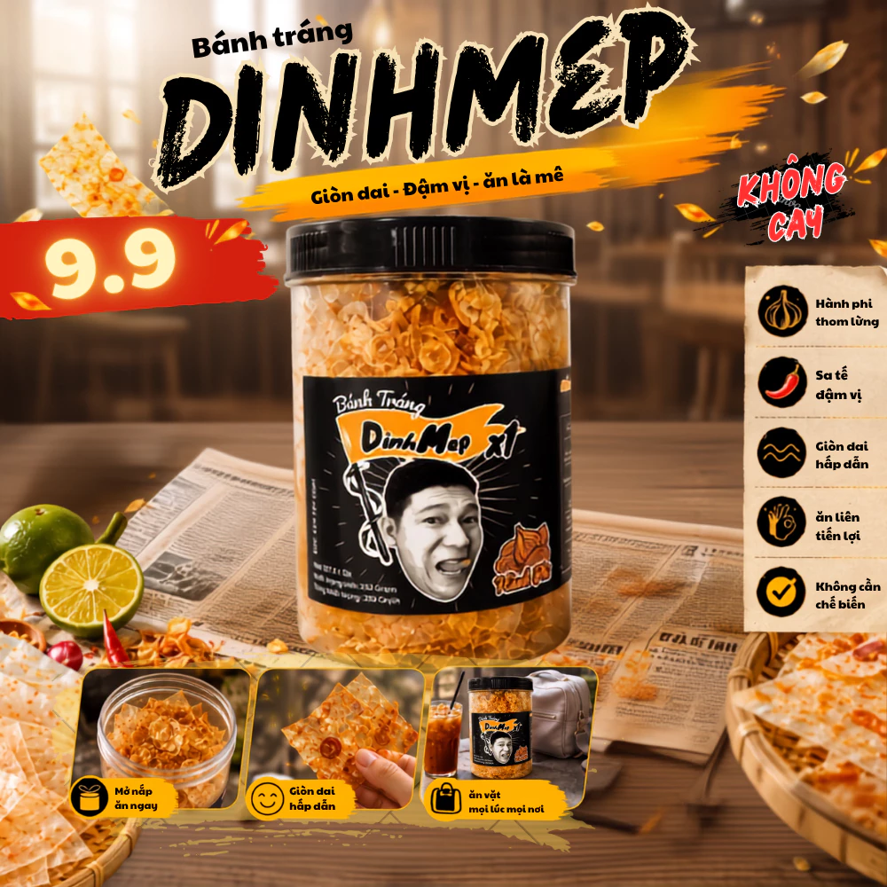 Bánh tráng DINHMEP HÀNH PHI Không Cay- bánh tráng Lâm Vlog Dính Mép Hành Phi Không Cay