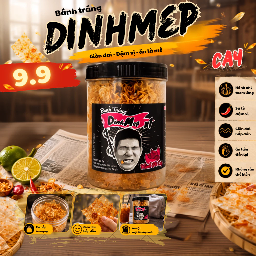 Bánh tráng DINHMEP HÀNH PHI CAY - bánh tráng Lâm Vlog Dính Mép Hành Phi