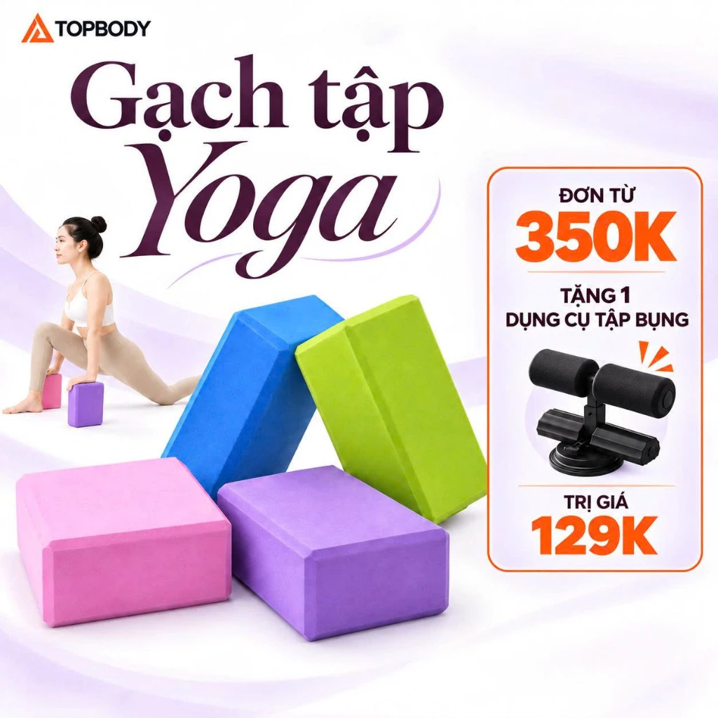 Gạch tập yoga xốp EVA TOPBODY, dụng cụ luyện tập tại nhà 200g GACHT01