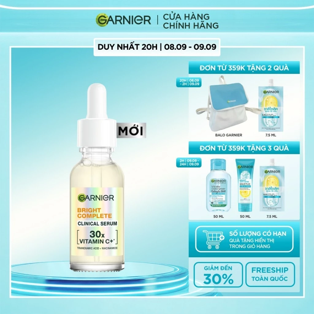 DƯỠNG CHẤT SÁNG DA MỜ THÂM CHUYÊN DỤNG GARNIER BRIGHT COMPLETE CLINICAL SERUM