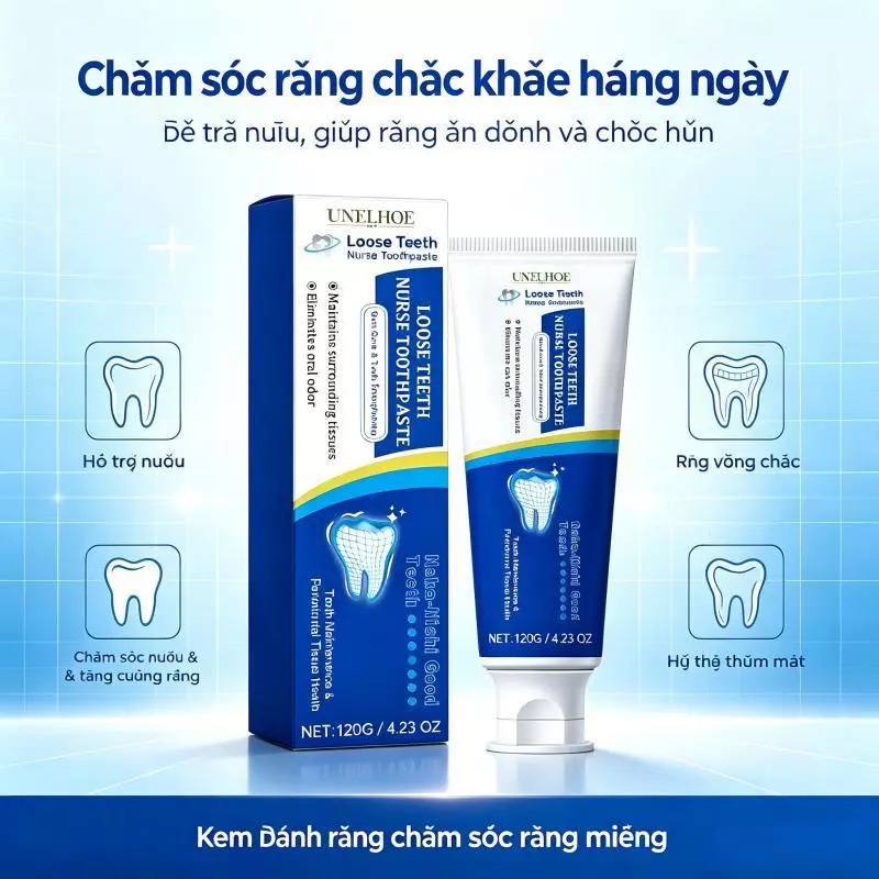 Kem đánh răng UNELHOE 120g, Hỗ trợ cải thiện tình trạng răng lung lay, Loại bỏ hôi miệng