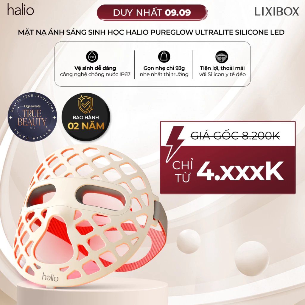 [SPECIAL] Mặt Nạ Ánh Sáng Halio PureGlow Ultralite Silicone LED Face Mask