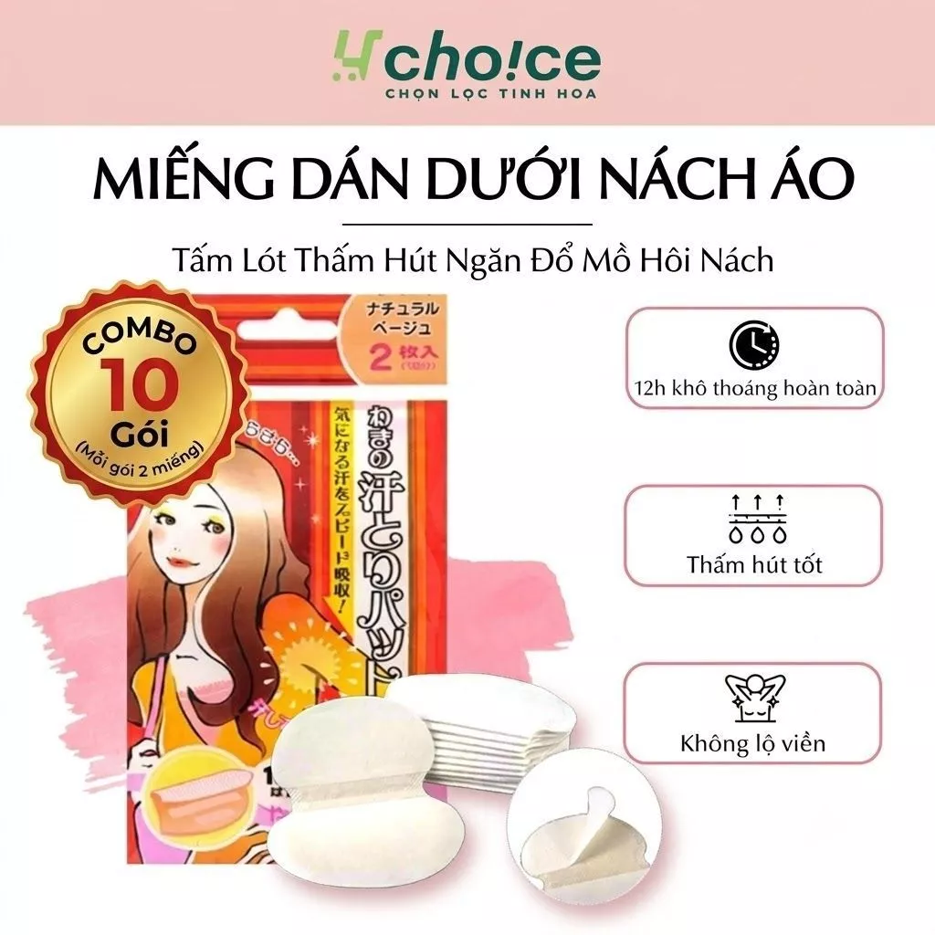 Miếng dán dưới nách áo, tấm lót thấm hút ngăn đổ mồ hôi nách [có che tên].