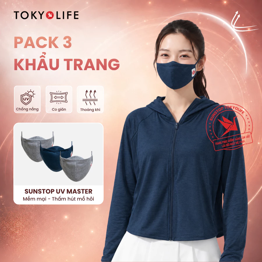 [GIAO MÀU NGẪU NHIÊN] [UNISEX] Pack 3 Khẩu trang chống nắng NAM/NỮ SunStop UV Master 40000885