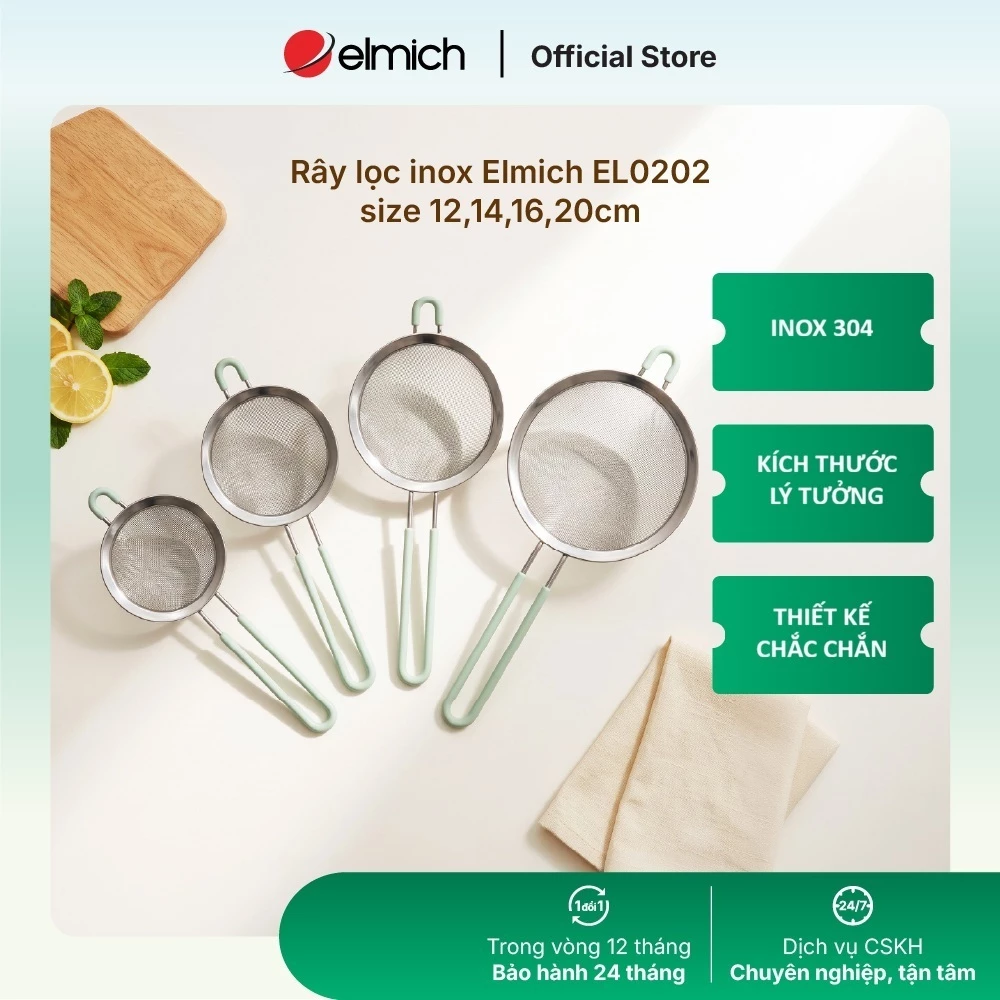 Rây lọc inox  304 Elmich size 12,14,16,20cm
