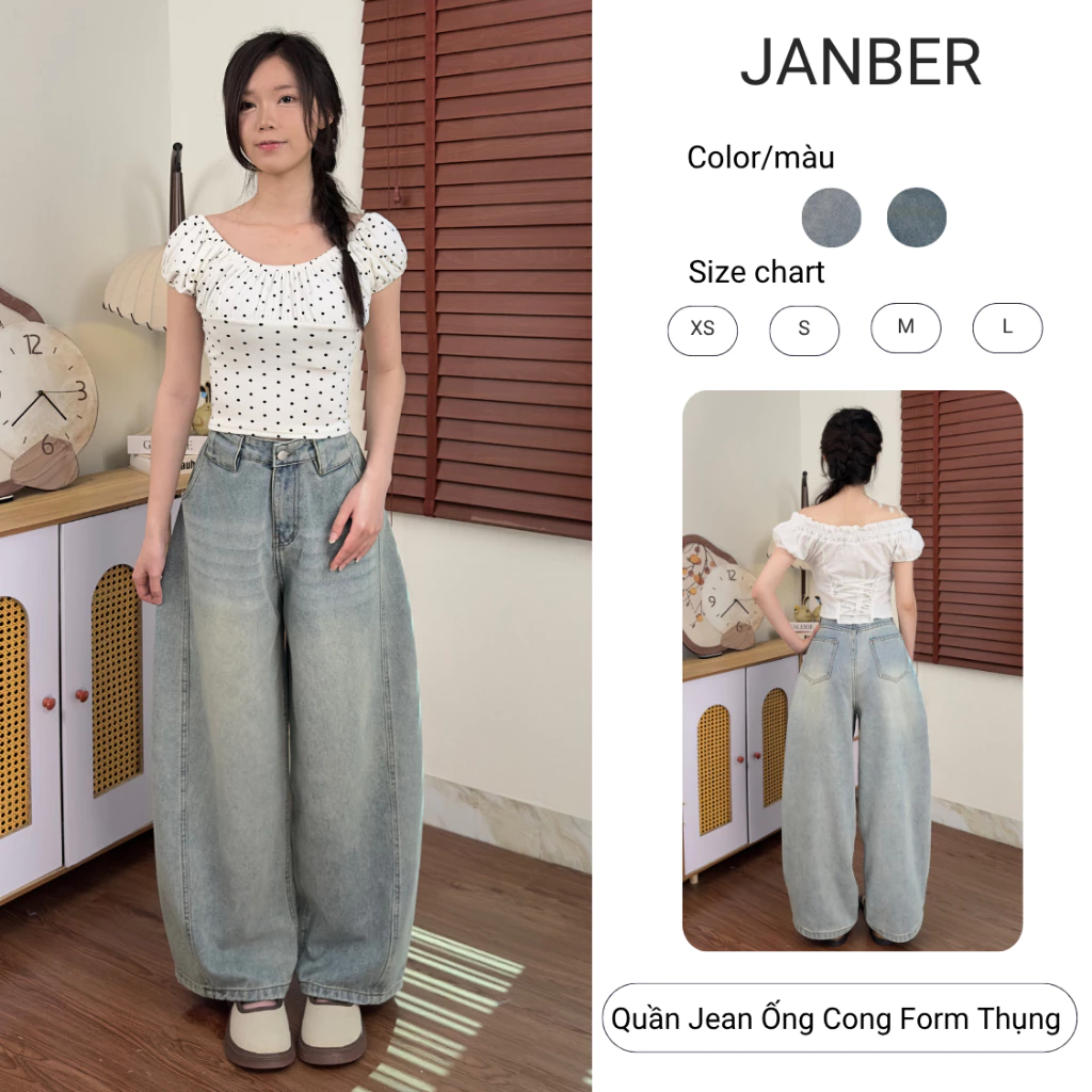 (Live - Có Size Nấm) Quần Jean Ống Cong Form Rộng, Jean Wash Ống Rộng, Cạp Cao Tôn Dáng, Màu Trendy, Dễ Mix Đồ T2406