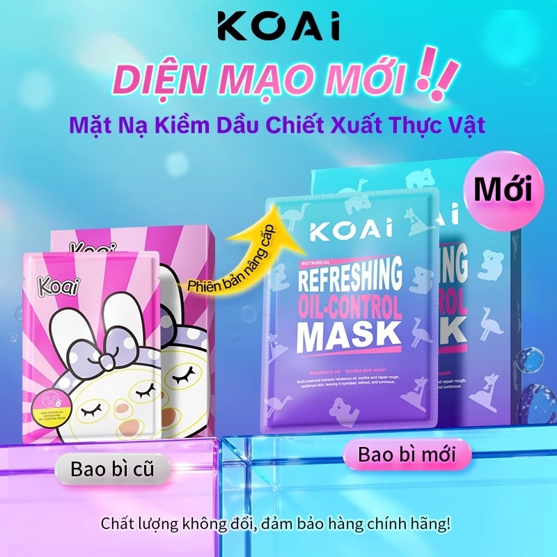Mặt nạ kiềm dầu chiết xuất thực vật Koai 10/1pcs - Kiềm dầu, cấp ẩm và dưỡng da sáng mịn quà