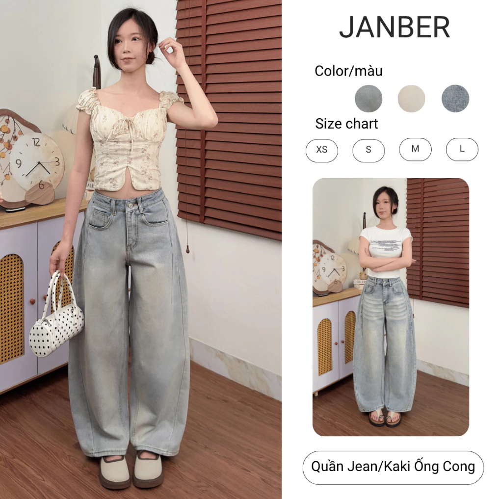 (Live - Có Size Nấm) Quần Jeans Nữ Ống Cong Form Rộng Retro Basic, Vải Mềm, Quần Bò Wash, Màu Trendy, Dễ Mix Đồ T261