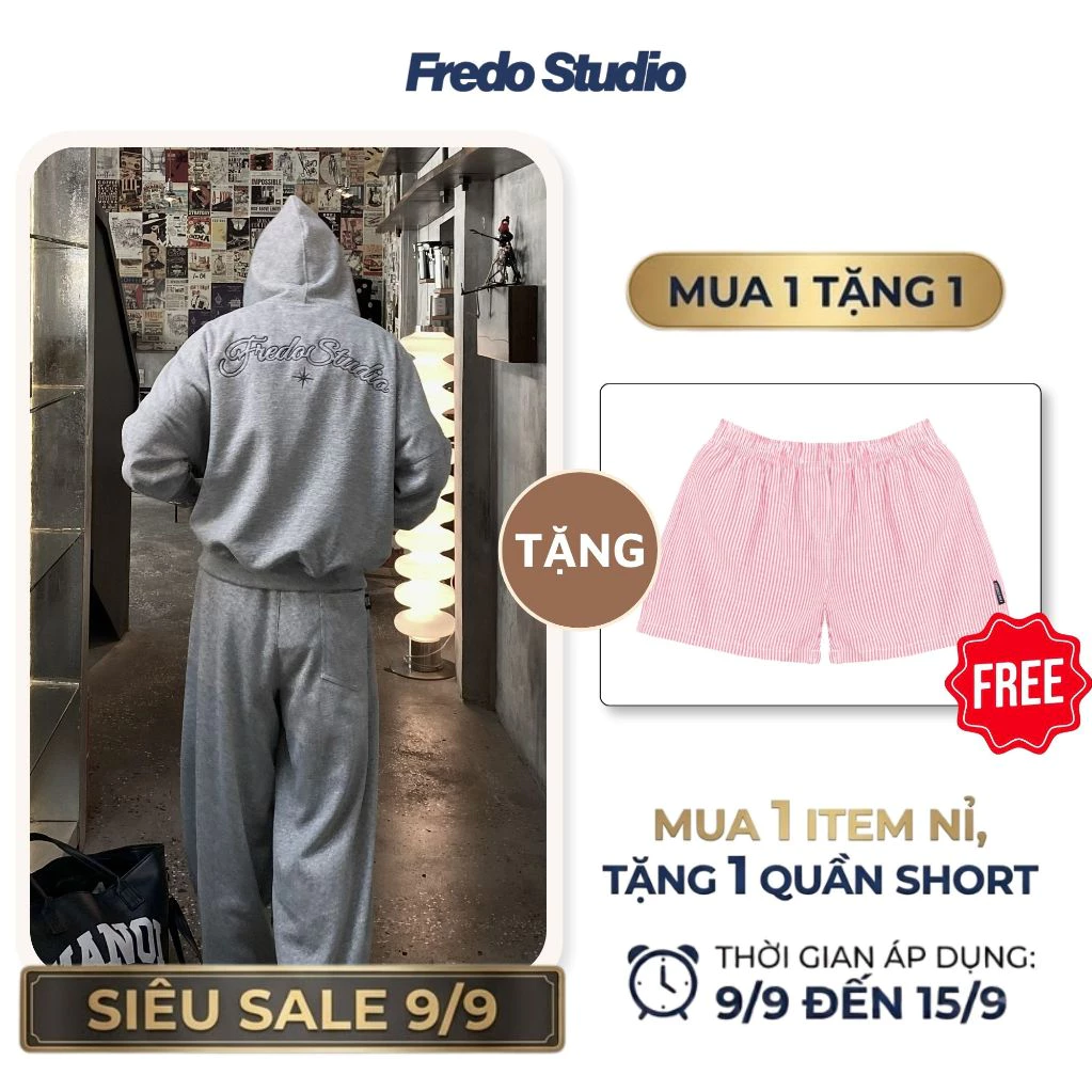 [MUA 1 TẶNG 1] Áo Khoác Nỉ Thêu Fredo Studio Phong Cách Đường Phố, Áo Hoodie Zip Chất Nỉ Hàn Siêu Dày Dặn FHD112