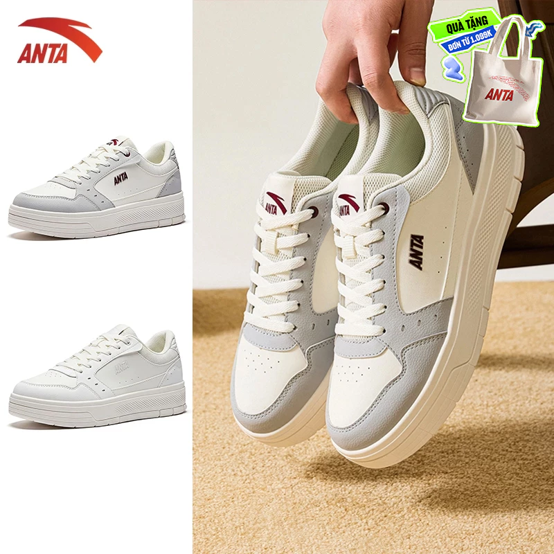 Anta Giày sneakers nam nữ thời trang thể thao đế bằng Giày unisex form đế bằng bám sàn 9126A8003