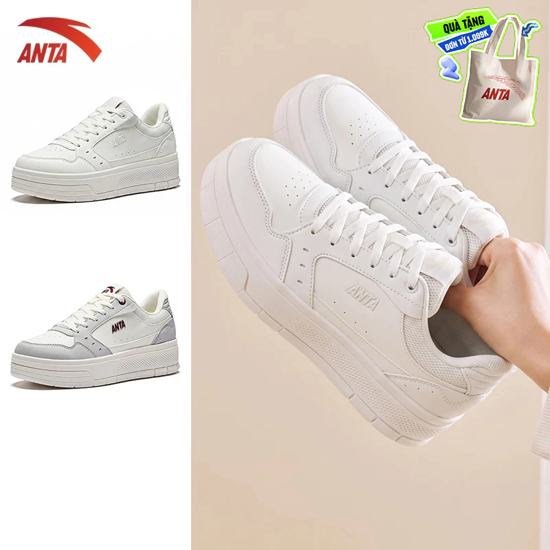 Anta Giày sneakers nam nữ thời trang thể thao đế bằng Giày unisex form đế bằng bám sàn 9226A8003