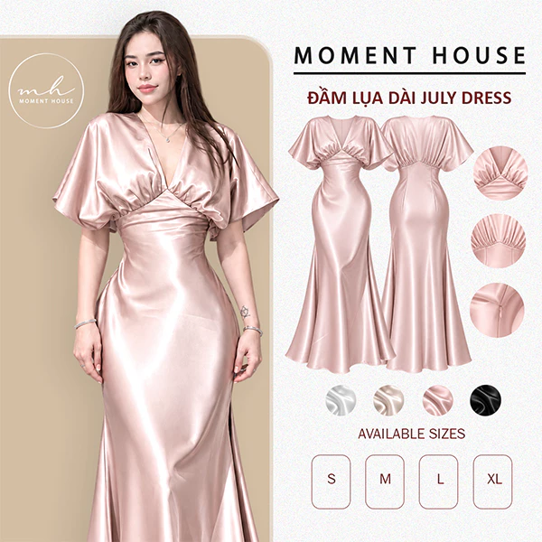 ĐẦM LỤA CÓ TAY DƠI cao cấp, chất lụa xin không xước, mềm mịn mát có size SML - july DRESS