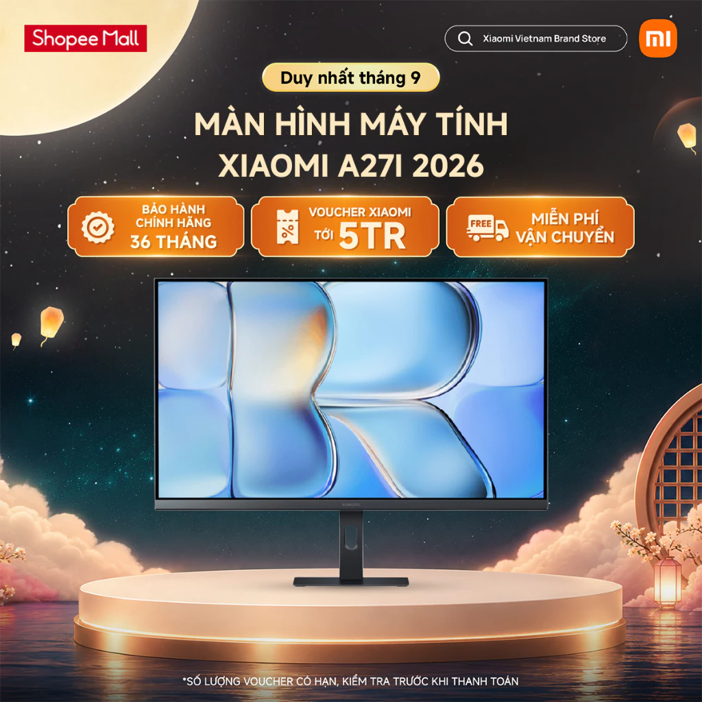 Màn hình máy tính Xiaomi Monitor A27i 2026 - Màn hình IPS, FHD 1080p - Tần số quét cao 144Hz - ∆E<1