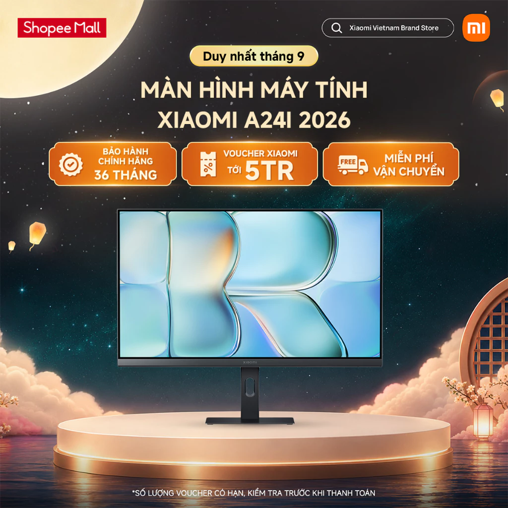 Màn hình máy tính Xiaomi Monitor A24i 2026 ELA6416EU - Màn hình 23.8 inch Full HD - Tấm nền IPS - Độ sáng 300 nits