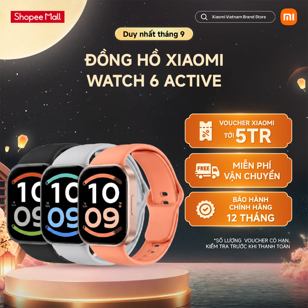 Đồng hồ thông minh Xiaomi Redmi Watch 6 Active | Màn hình AMOLED 1.85" | Hỗ trợ nghe gọi Bluetooth| Theo dõi nhịp tim