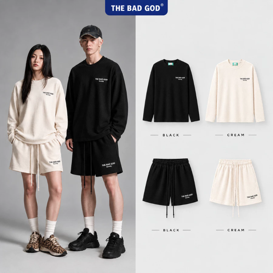 [NEW ARRIVAL 2026] Set Bộ Longtee The Bad God TK AURA Nam Nữ | Áo Dài Tay Form Rộng Quần Basic