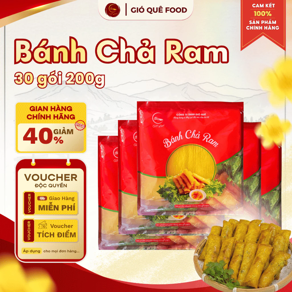 BÁNH CHẢ RAM CUỐN NEM GIÓ QUÊ FOOD COMBO 30 GÓI 200G