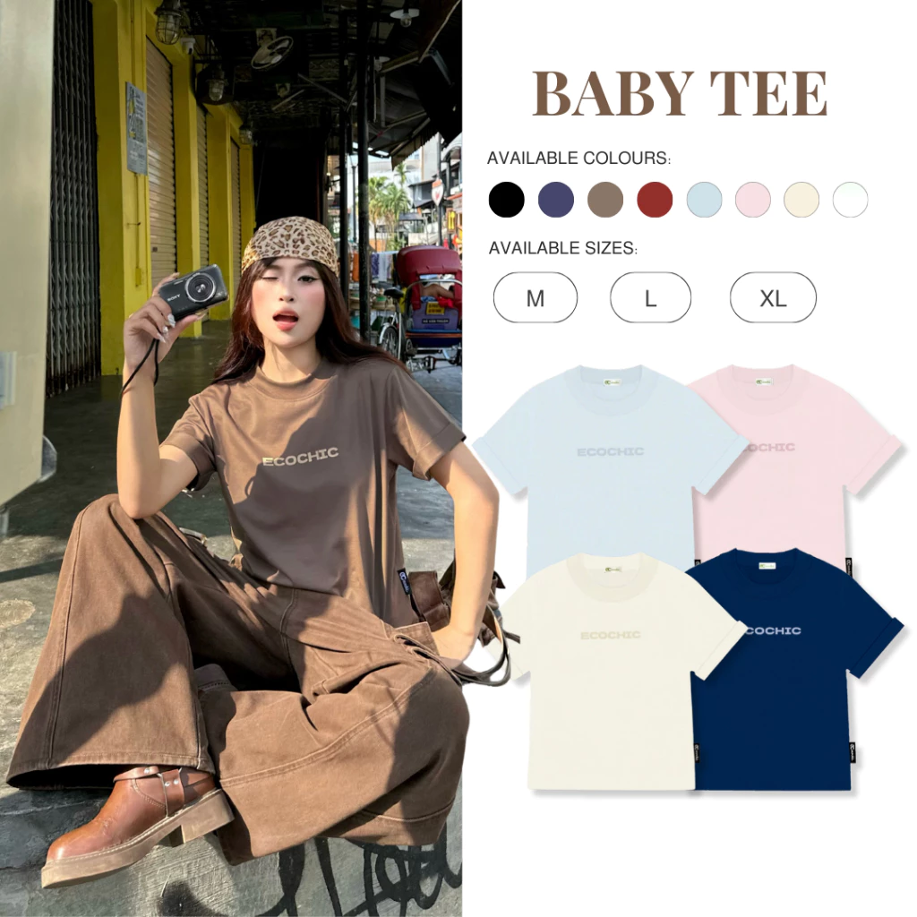 Áo Thun Mỹ Baby Tee ECOCHIC B120 Chữ Cao Su Dập Nổi Chất Liệu Thun Mỹ Form Vừa Local Brand Chính Hãng