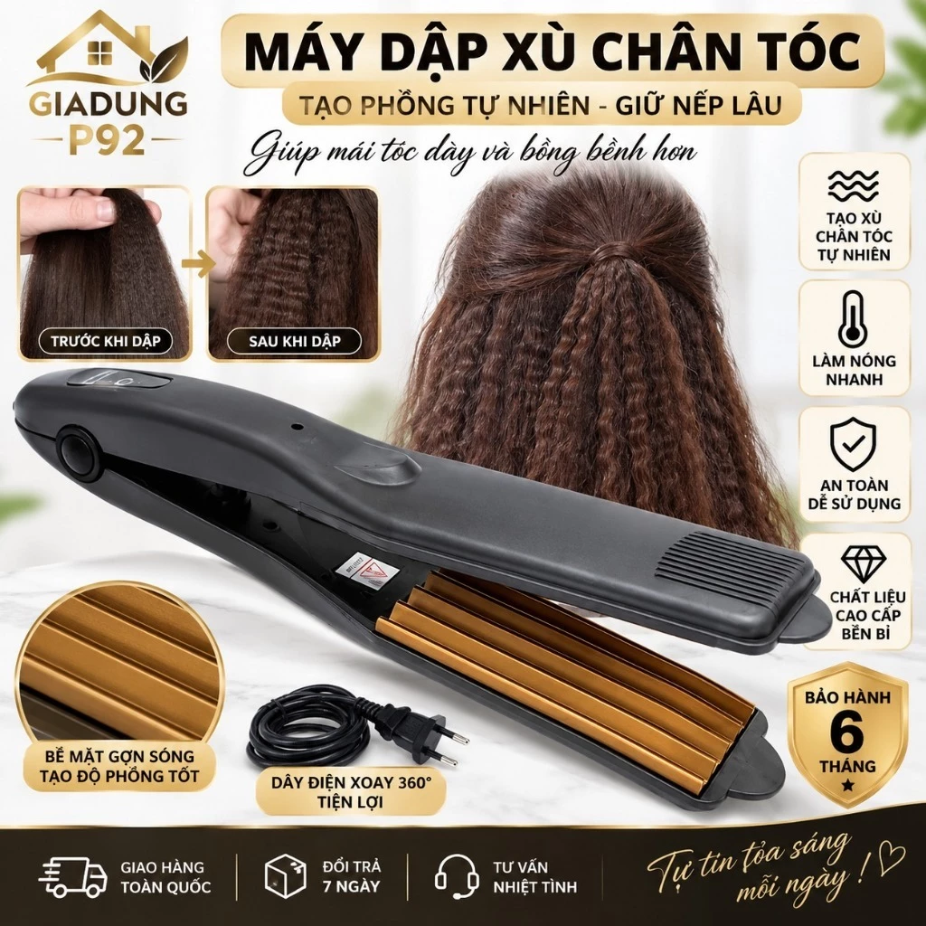 Máy dập xù chân tóc làm tạo kiểu tóc xù, là thẳng uốn cụp xoăn đa năng tiện lợi dễ dàng sử dụng