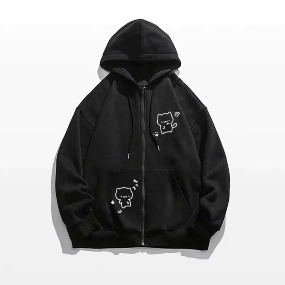 Áo Khoác Hoodie Zip Nỉ Gấu Nhỏ Logo In Nhiệt - Áo Nỉ Nam Nữ Khóa Kéo Dày Dặn Dáng Rộng Phong Cách Unisex Hàn Quốc