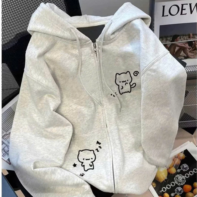 Áo Khoác Hoodie Zip Nỉ Gấu Cute In Nhiệt - Áo Nỉ Nam Nữ Khóa Kéo Dày Dặn Dáng Rộng Unisex Hàn Quốc