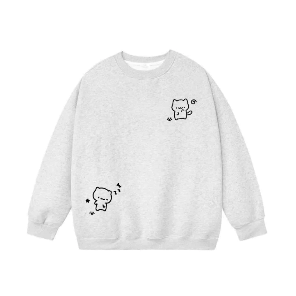 Áo Nỉ Swt Nam Nữ Gấu Nhỏ In Nhiệt Chất Nỉ Bông Dày Dặn Dáng Rộng Phong Cách Unisex Thời Trang