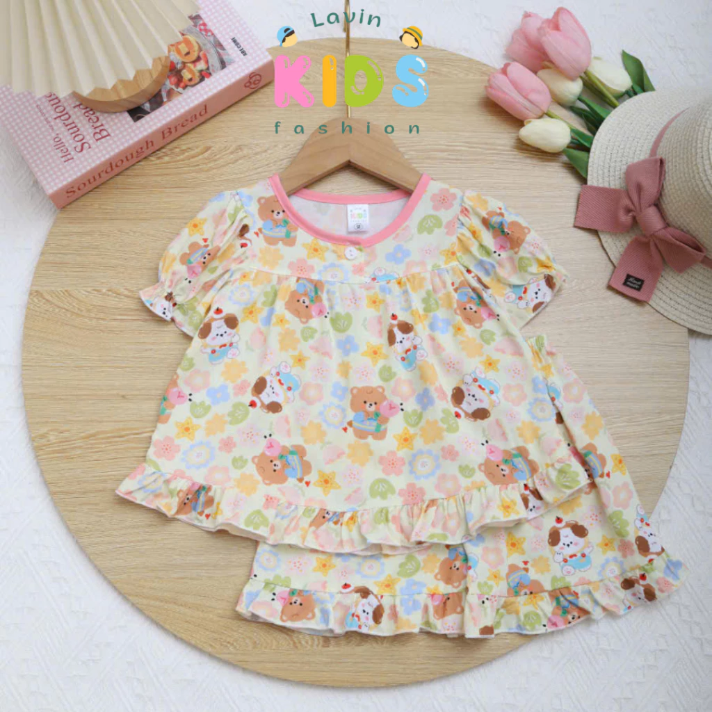Bộ tole bé gái tay đùi bèo Lavin Kids 7-18kg mềm mịn, thoáng khí, ít co rút