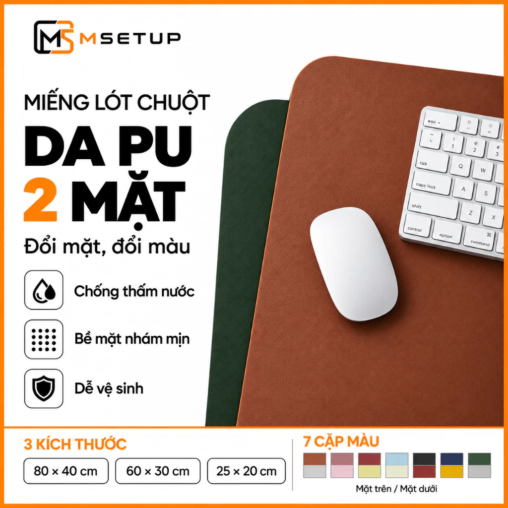 Miếng Lót Di Chuột (80x40cm 60x30cm) Chống Nước Chất Liệu Da PU Dày Dặn