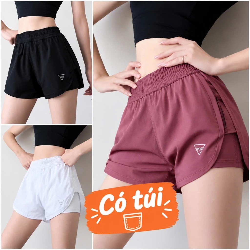Quần tập nữ Thể Thao -Gym- YoGa hai lớp co giãn có size 38-78kg (có túi)