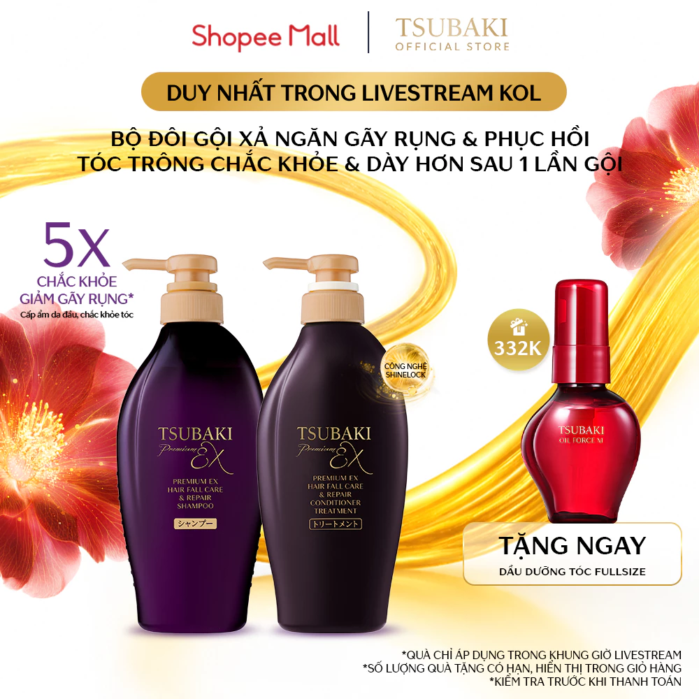 [LS] Bộ đôi Gội xả Phục hồi & Ngăn gãy rụng Tsubaki Premium Ex Hair Fall Care & Repair 450mlx2
