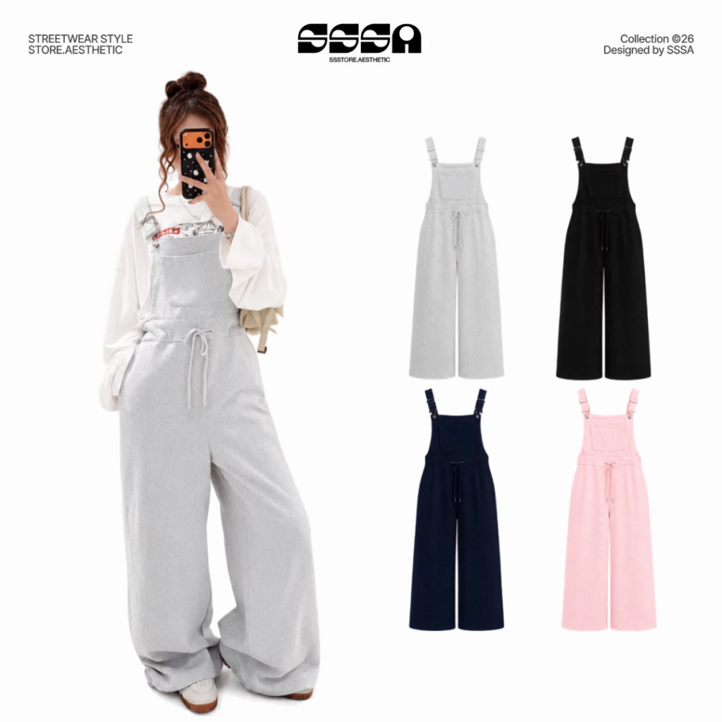 Quần Yếm Nỉ Chân Cua SSSA Form Unisex Không Xù Che Khuyết Điểm Tốt Dành Cho Nam Nữ SSSTORE.Aesthetic