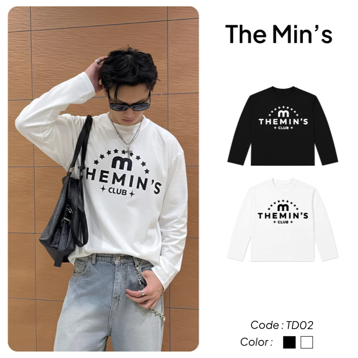 Áo Thun Dài Tay Local Brand Themin's M Club Classic TD02 Áo Thun Unisex Form Boxy Vải Cotton 260gsm