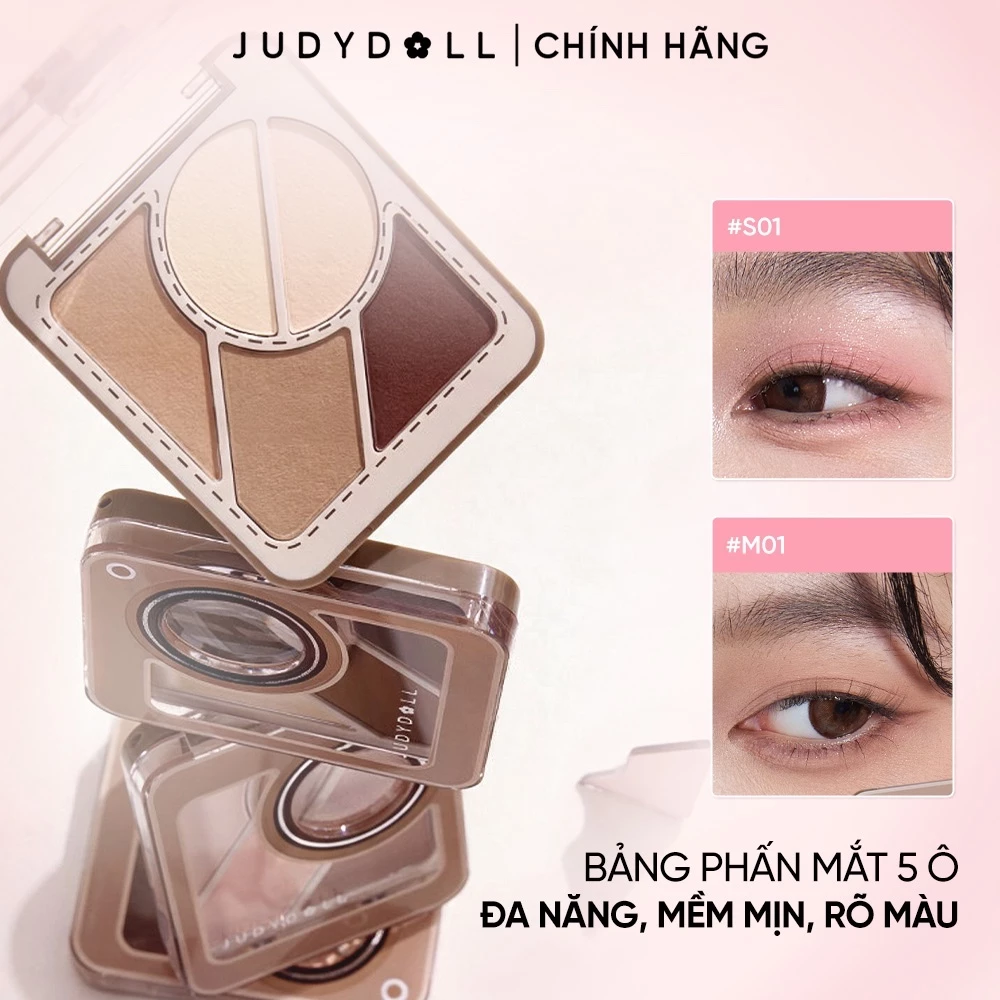JUDYDOLL Phấn mắt 5 màu Multi 5 Color Palette Đa năng Kẻ chân mày,Trang điểm mắt 3,6g (date 10/2026)