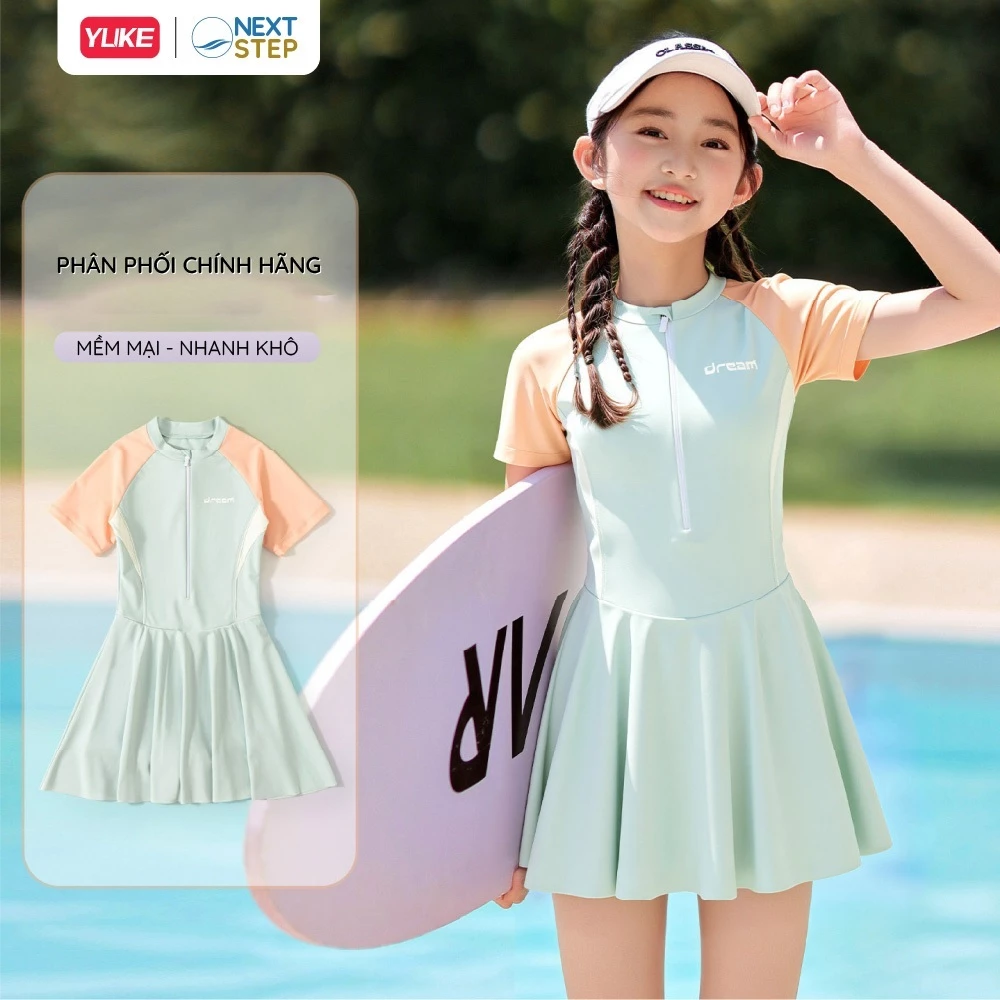 Đồ bơi bé gái YUKE liền thân chân váy chất vải mềm mại co giãn bốn chiều kiểu dáng thể thao
