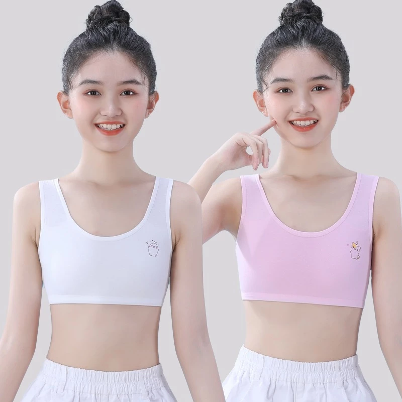 Áo Lá Học Sinh Bé Gái 2 Dây Bản To Chất Cotton - Áo Lót Nữ Học Sinh In Hình Họa Tiết HOMEBRA B341