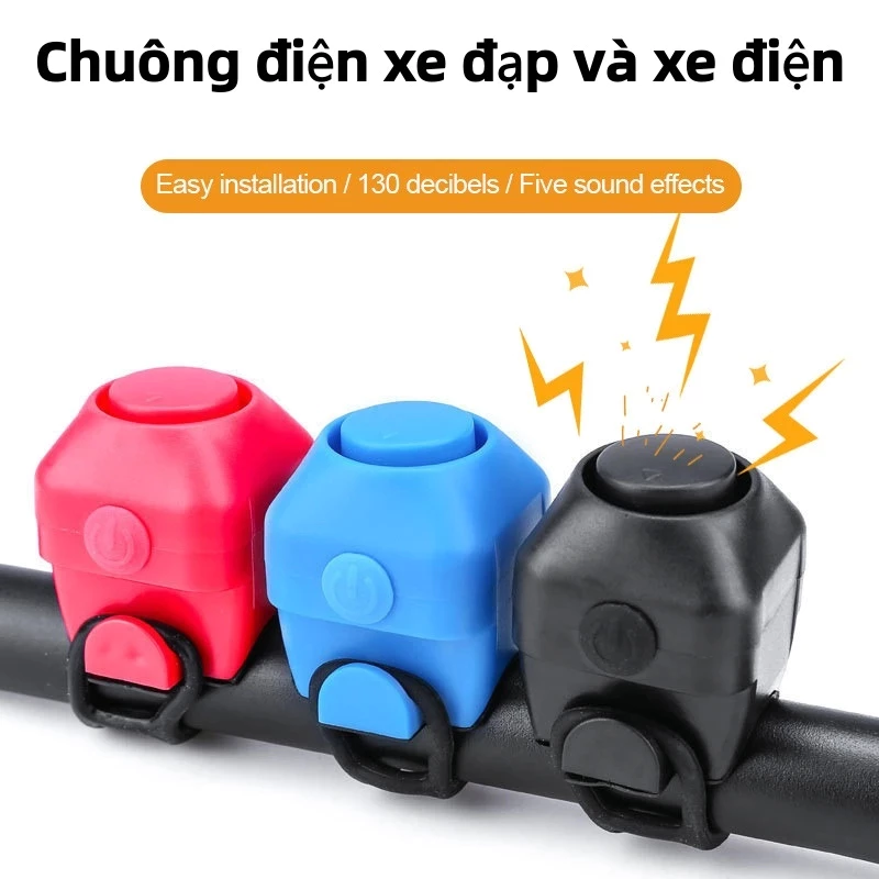 Còi điện tử cho xe đạp 5 chế độ âm thanh dành cho xe đạp leo núi xe đạp đường trường và xe đạp gấp. âm lượng 130dB
