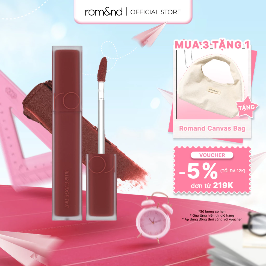 [Rom&nd x KOL] Son kem siêu lì, cho đôi môi mịn mượt Hàn Quốc Romand Blur Fudge Tint 5g