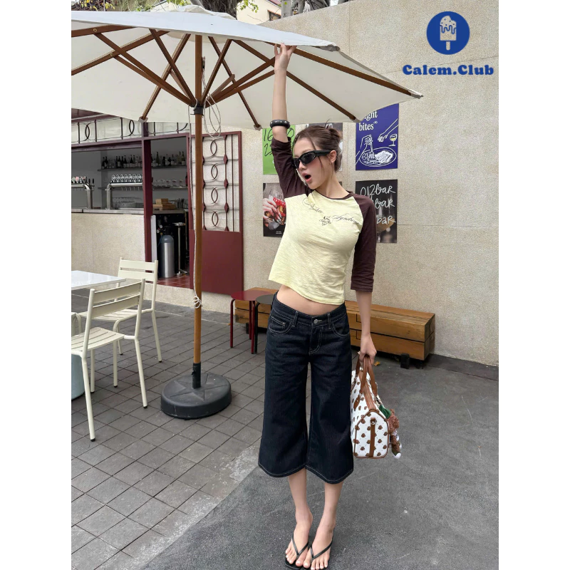 Calem.Club- Quần Jean Lửng Cạp Trễ LIL’ FLARE ống loe nhẹ phong cách y2k