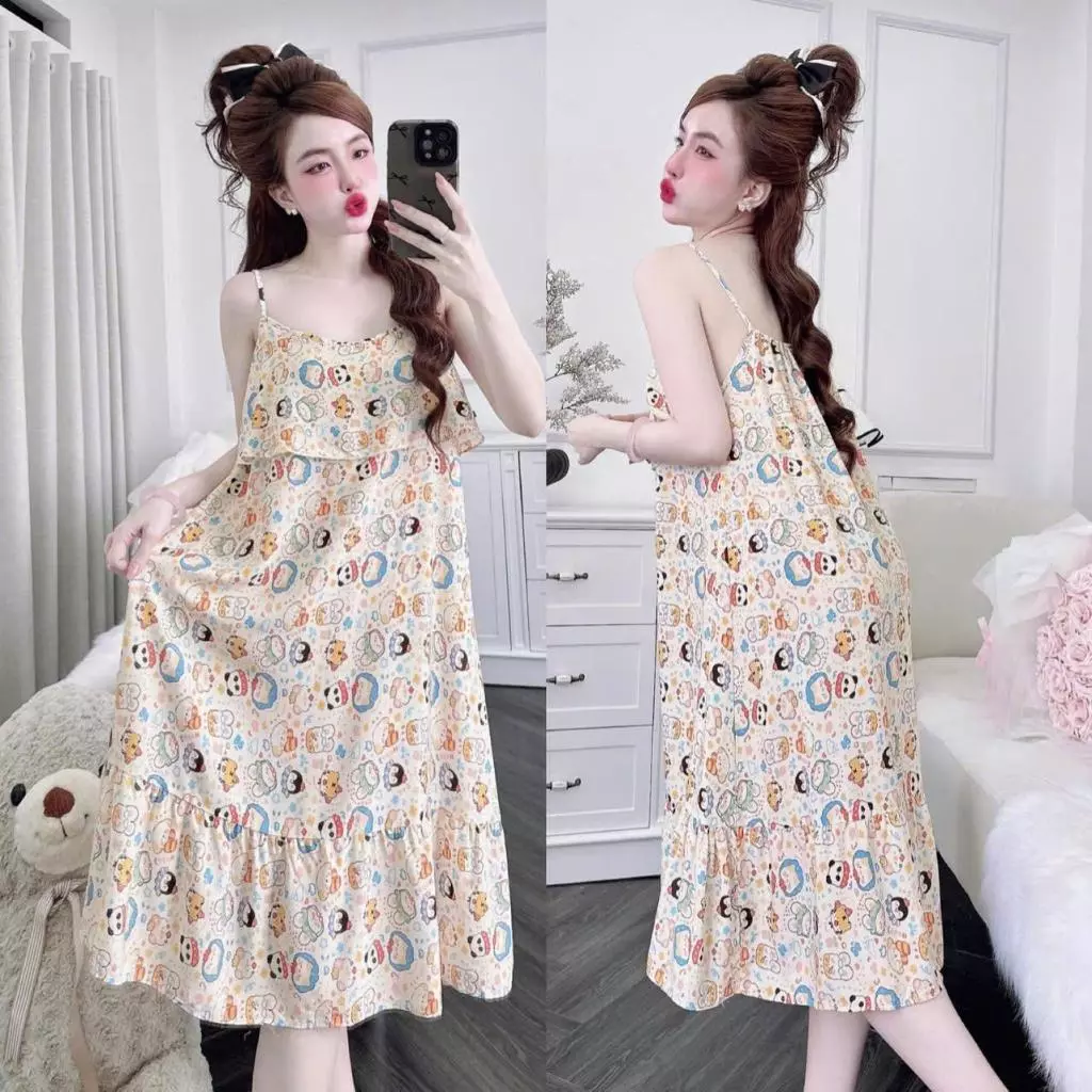 Mã V1-Váy Ngủ TOLE Mềm Hai Dây - Hoa Nhí Dễ Thương- Mát Mẻ Mặc Nhà