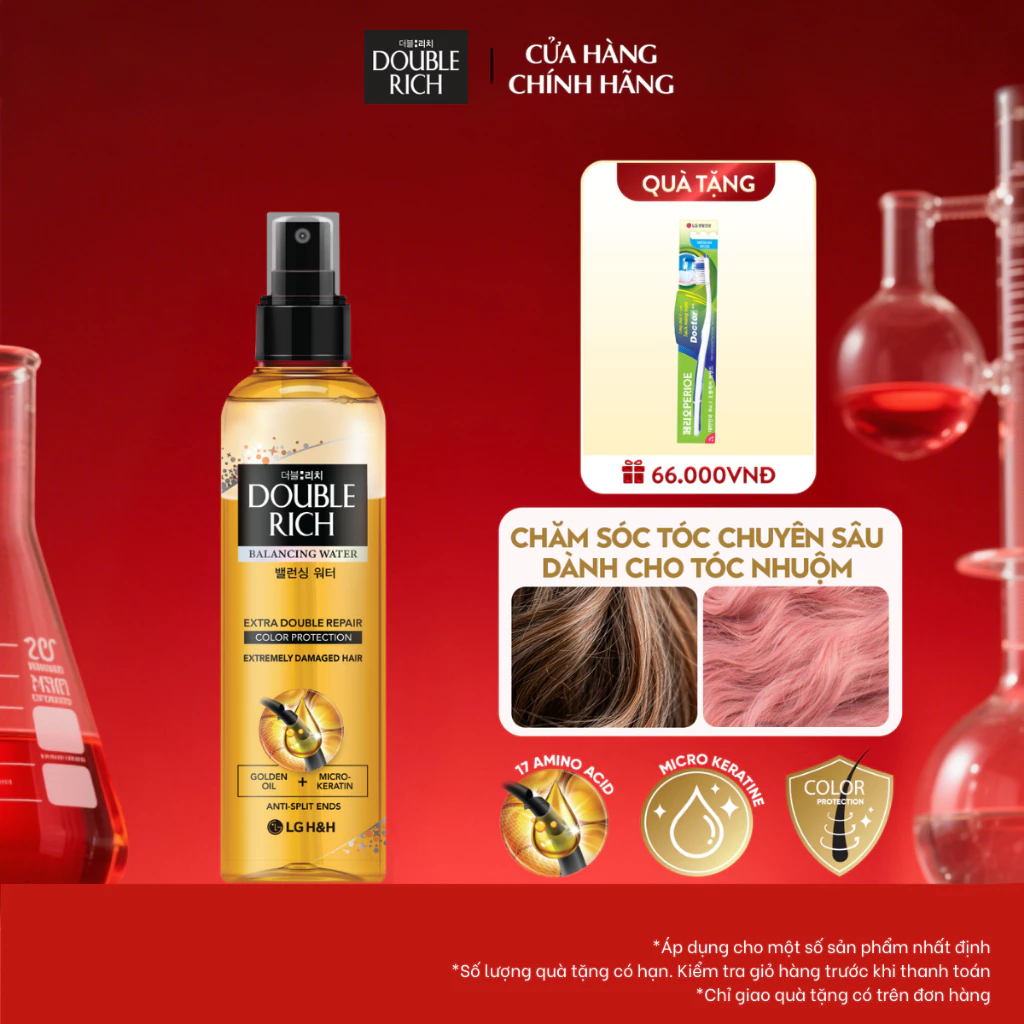 [CHÍNH HÃNG ĐỘC QUYỀN] Nước xịt dưỡng tóc Double Rich chăm sóc chuyên sâu cho tóc nhuộm 250ml, giữ màu tóc bền đẹp