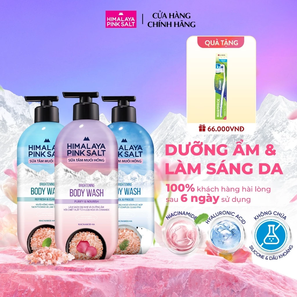 [CHÍNH HÃNG ĐỘC QUYỀN] Sữa tắm Muối hồng Himalaya mát lạnh, sạch sâu và dưỡng ẩm da 800g