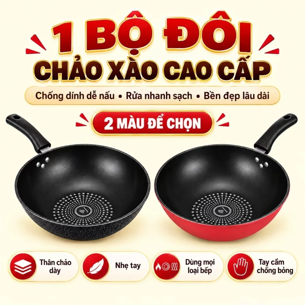 đáy chậu composite Chảo Chống Dính Cao Cấp Dùng Cho Bếp Từ Đáy Siêu Dẫn Size  Lớn 32cm - Chảo Chiên Xào Chín