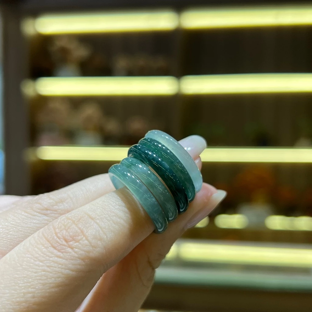 [NNL] Nhẫn bản mỏng chất đá Ngọc Lam đủ size dường kính 12mm - 19mm (gửi ngẫu nhiên) dành cho nam và nữ đeo